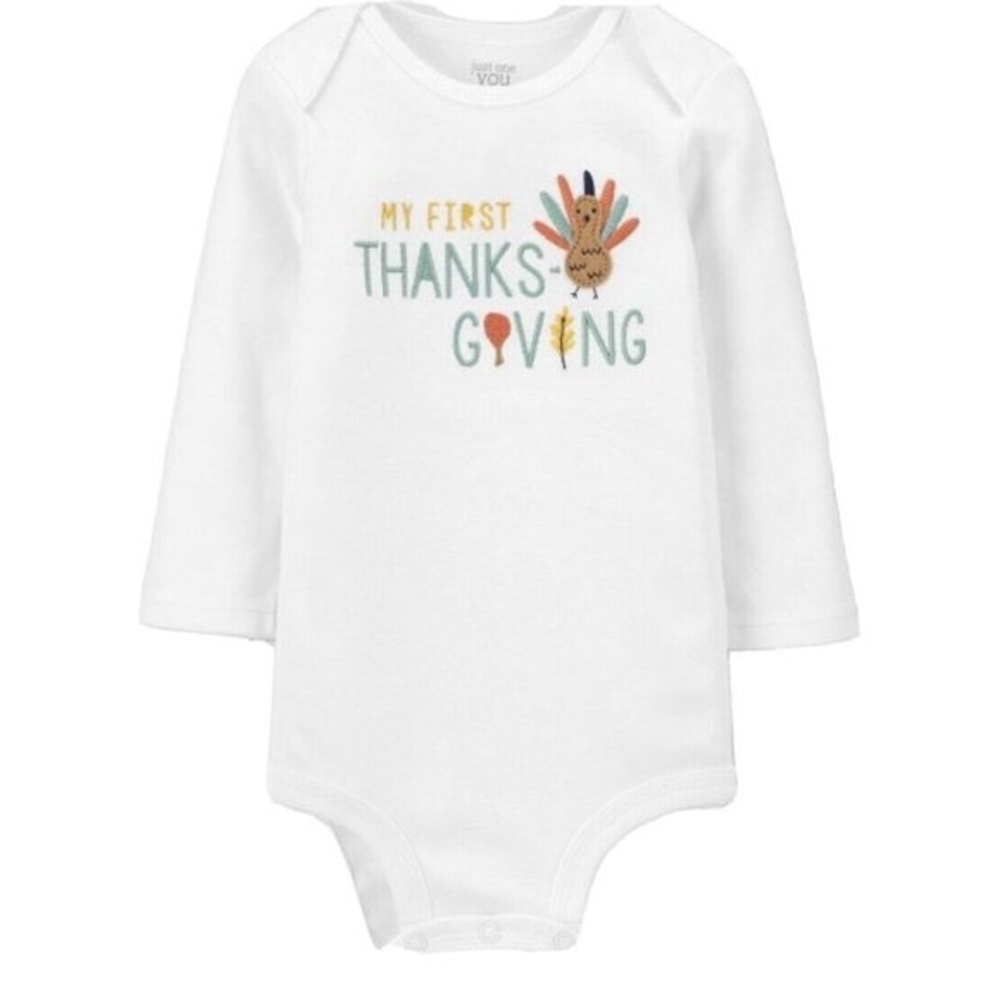 Carter's Just One You Baby My First Thanksgiving Bodysuit White Size 9M NWOT
